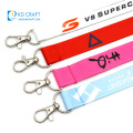 Promotional custom letter offset printing logo sling neck strap polyester pink lanyard with plastic buckle release